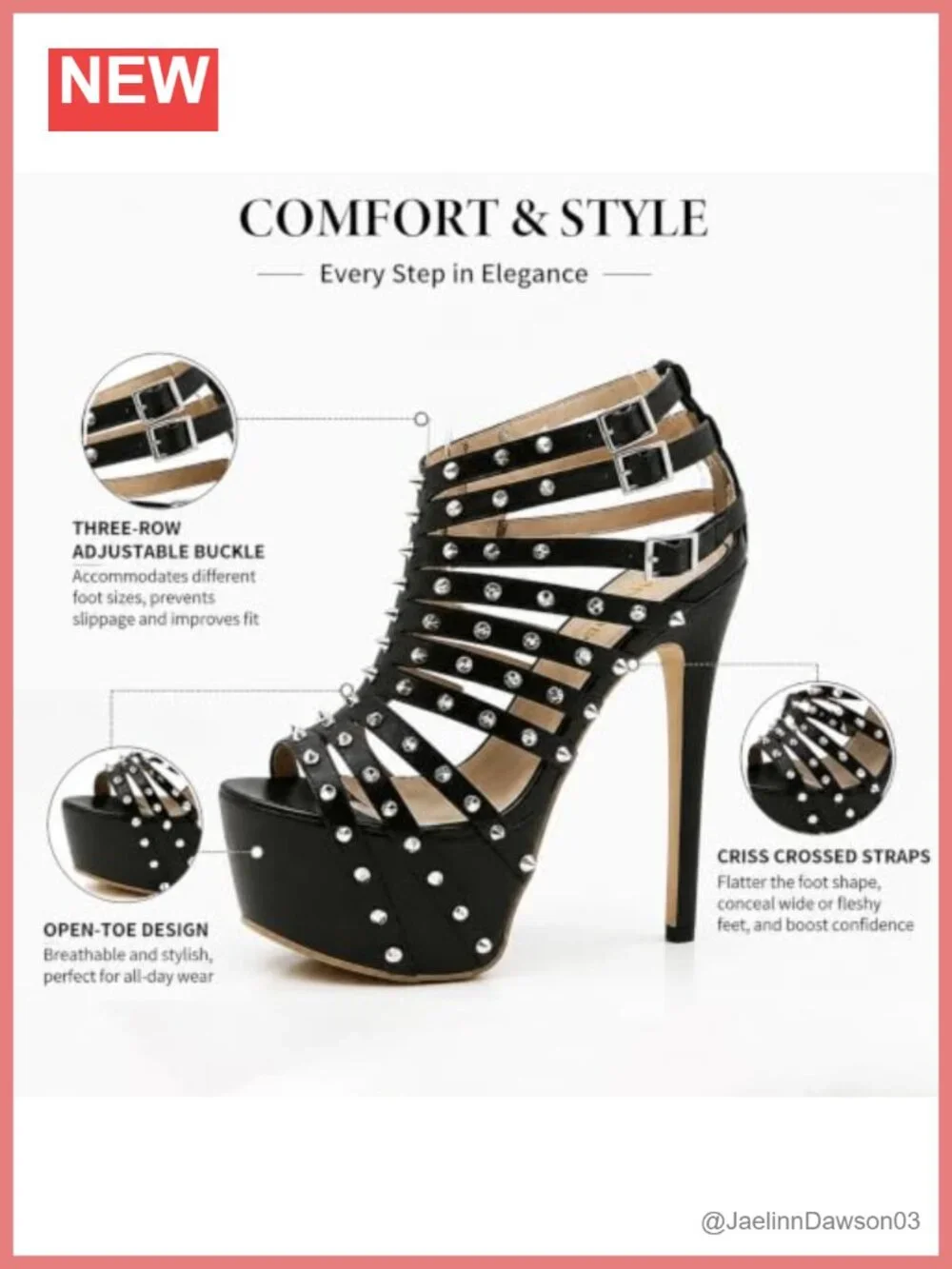 Rivet Platform Stiletto Peep Toe Heeled Sandals 6.3in